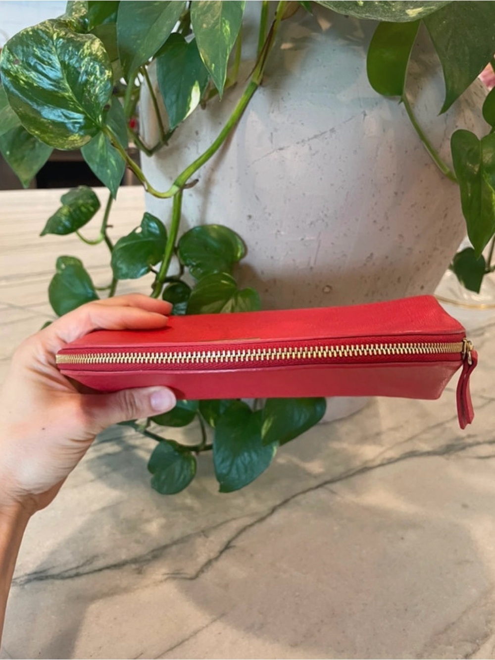 Furla Red Saffiano Leather Dome Cosmetic - Gold Hardware - Picture 9 of 11